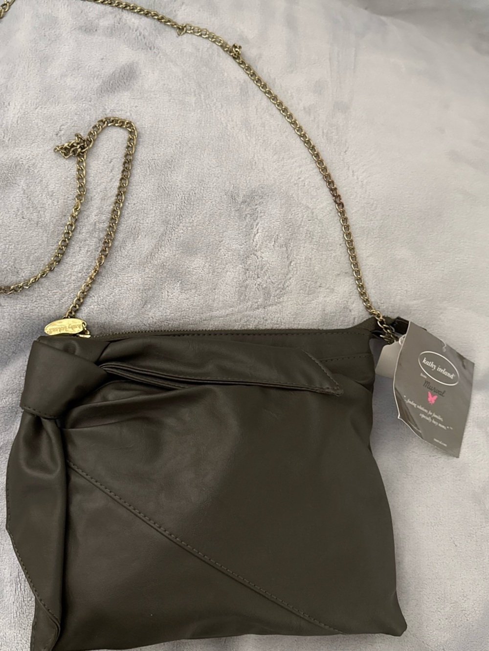 New Kathy Ireland Olive  Green Crossbody Bag with Gold Chain